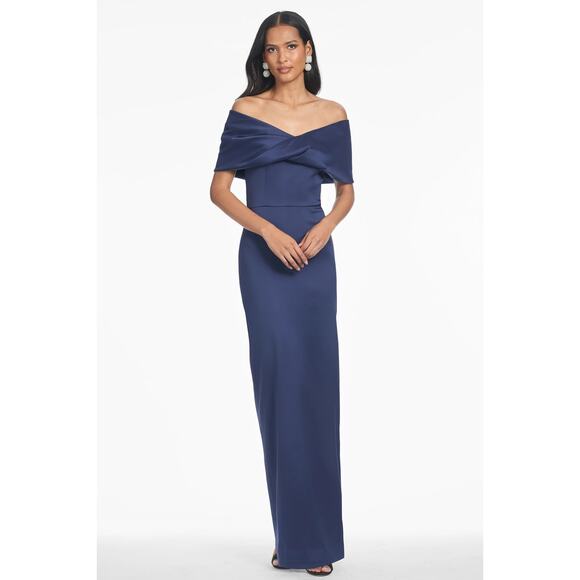 Sachin + Babi Dresses & Skirts - SACHIN + BABI Off-the-Shoulder Back Slit “Viveca Gown” in Blue Night Sky – Sz 14